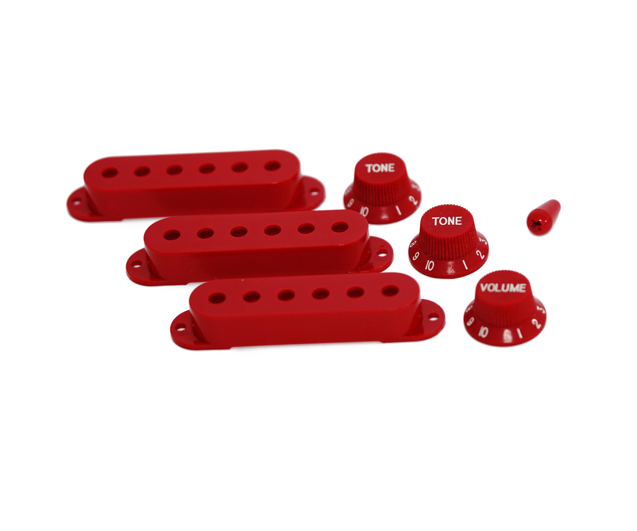 Guyker 3Pcs Plastic Guitars Single Coil Pickup Covers (52Mm Pole Spacing) & 1 Volume 2 Tone 1V2T Switch Knobs & Switch Tip Cap P